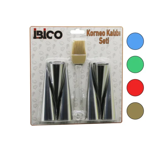İBİCO İ22-163 (7PCS) (6-KORNEO KALIP & 1-SİLİKON FIRÇA) PASTA DEKORASYON SETİ (ÇAP:3.3CM X UZUNLUK:12CM) (BRKT-921633)*144