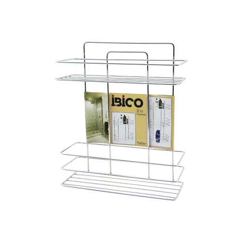 İBİCO K13-014 ( 2 KATLI & DİKDÖRTGEN ) ( KROM ) ( METAL ) BANYO KÖŞELİK & DUŞKABİN RAF & ŞAMPUANLIK*12