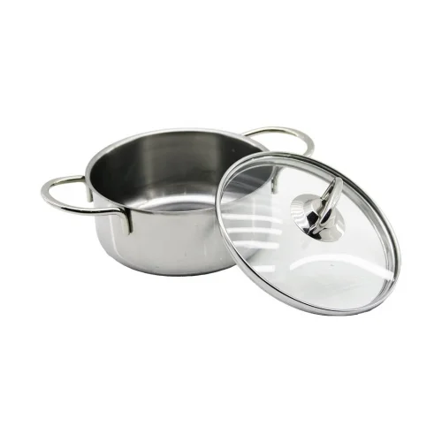 İBİCO K22-012 ( 14CM ) ( CAM KAPAK ) ( MİNİ)  ÇELİK TENCERE*40