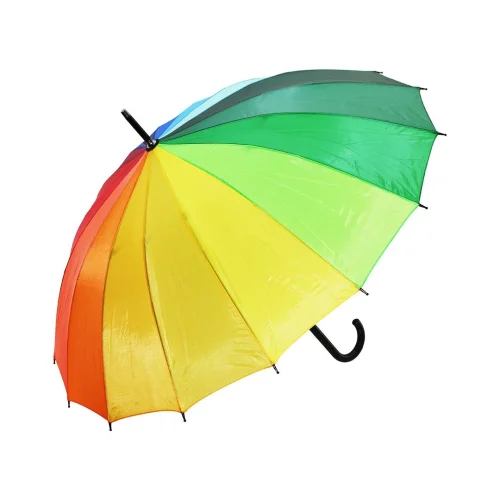 İBİCO SKY-27--240 ( GÖKKUŞAĞI RENKLİ & FİBER 16 TELLİ ) ŞEMSİYE ( YARI OTOMATİK ) (SİYAH BASTON SAPLI )*60                     qwe05