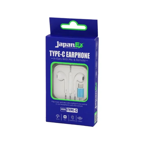JAPANEX ( TYPE-C ) ( KULAK İÇİ ) ( MİKROFONLU ) STEREO KULAKLIK (KABLOLU= 1.2MT) (TYPE-C GİRİŞ) (PLASTİK KUTULU)*20X20