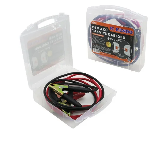 KENDO KTK-302 ( 150 AMPER ) OTO AKÜ TAKVİYE KABLOSU ( 1.85MT ) ( ŞEFFAF PLASTİK ÇANTALI )*12