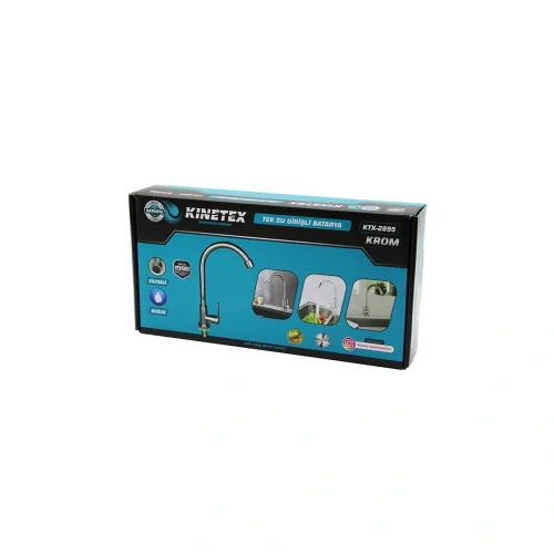 KINETEX KTX-2895 KROM TEK SU GİRİŞLİ MİX UZUN KUĞU ( EVYE ) ( AÇ KAPA ) BATARYA*50