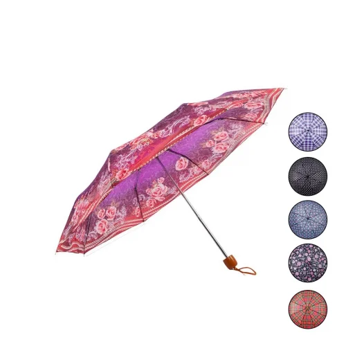 MARLUX SM-290( L ) ( BAYAN & MANUEL ) RENKLİ DESENLİ ŞEMSİYE ( AHŞAP GÖRÜNÜMLÜ SAP )*12X5                     qwe05
