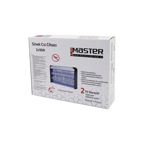 MASTER MTR-2X10 SİNEK ÖLDÜRÜCÜ CIZ CİHAZI MAKİNE (20W) (2PCS LED FLORESAN) (60M2 ETKİLİ) (3000V GERİLİM) (42X10X31.5CM)*6