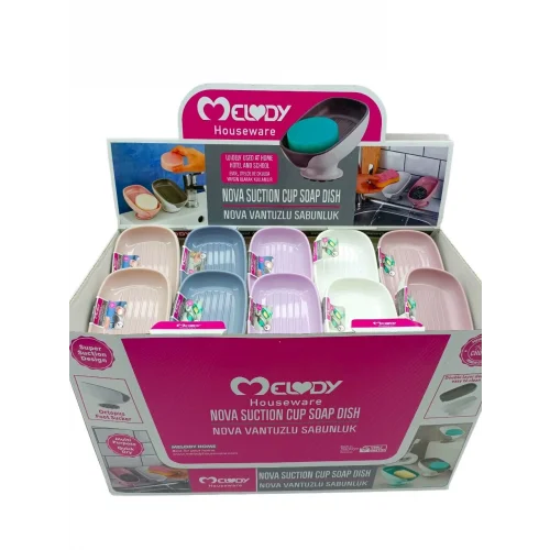 MELODY M-087 NOVA ( VANTUZLU ) SABUNLUK & SÜNGERLİK (RENKLİ PLASTİK) ( EĞİMLİ DURUŞ AYAKLI )*30=K