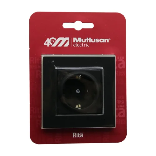 MUTLUSAN RİTA-2220 600 0284( B ) ( BLİSTERLİ & KARTLI ) ( SİYAH & TOPRAKLI PRİZ ) ÇERÇEVELİ*12X1