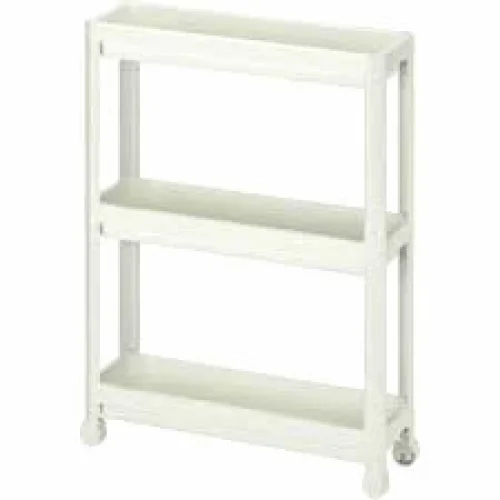 OMAŞ SLİM TEKERLİ OM-0600-3010-0268 ( 3 ( DERİN ) RAFLI & BEYAZ ) ÇOK AMAÇLI RAF ÜNİTESİ*6
