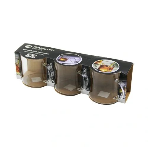 PABLITO HOME PBT-589 ( 3PCS ) ( 350ML & TOMBUL ) (KULPLU) CAM KUPA BARDAK (BROSİLİKAT) (TERMİSİL & ISIYA DAYANIKLI)*16=K