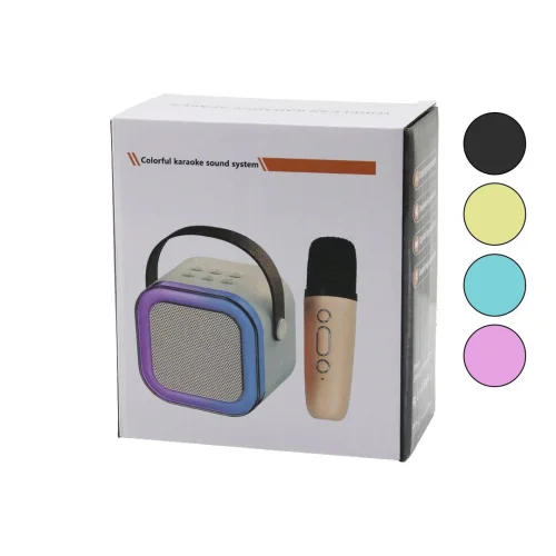 PLATOON PL-4562 COLORFUL K-12 KARAOKE (MİKROFONLU) WİRELESS HOPARLÖR & SPEAKER (IŞIKLI) (USB ŞARJLI) (DC 5V & TF & AUX)*40