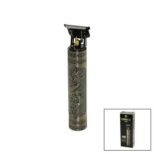 POWERTEC TR-1005 ( MAT ) ( GÜNLÜK EVDE BAKIM VÜCUT KILI ) ENSE & SAKAL TRAŞ MAKİNESİ ( USB ŞARJLI ) ( BASKILI GÖVDE) ( T BIÇAK ) *100