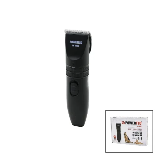 POWERTEC TR-9000 (KEDİ & KÖPEK) BAKIM SETİ (USB ŞARJLI TRAŞ MAKİNESİ) (METAL TARAK & MAKAS) (0.8-1.1-1.4-1.7-2.0MM KESİM AYARLI)*20