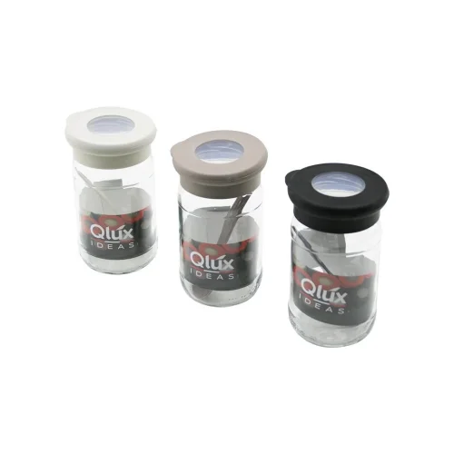 QLUX C-00344 FLAT ( CAM ) ( BAHARATLIK & PLS.KAŞIKLI ) (370ML) (KAPAK=RENKLİ SİLİKON KENAR & ŞEFFAF PVC GÖBEK)*20=K