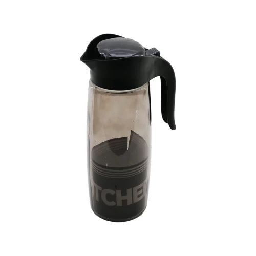 QLUX C-00357 SİYAH İNCİ ( DÜZ SİYAH ŞEFFAF CAM ) SÜRAHİ ( 1500 CC ) (AÇ-KAPA MANDALLI PLASTİK KAPAK) ( ʃ=ŞEKİL PLS.KULP )*6=K