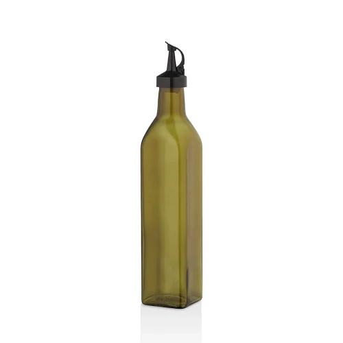 QLUX C-00407 ( YEŞİL ) ( CAM ) ORGANİK YAĞDANLIK ŞİŞE ( 750ML ) ( PLASTİK KİLİTLİ KAPAK )*12=K