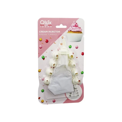QLUX L-00172 AVANTAGE ( 10PCS ) ( KREMA TORBASI & SÜSLEME BAŞLIK ) SETİ  ( 1-BEYAZ TORBA & 9-KREM BEYAZI PLASTİK BAŞLIK )*48