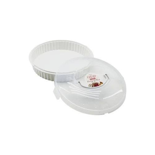 QLUX L-00653-3 ( YUVARLAK ) PASTA & BÖREK KABI FANUS (ŞEFFAF PLASTİK KİLİTLİ KAPAK) (TAŞIMA KULPLU) ( BEYAZ RENK )*6=K