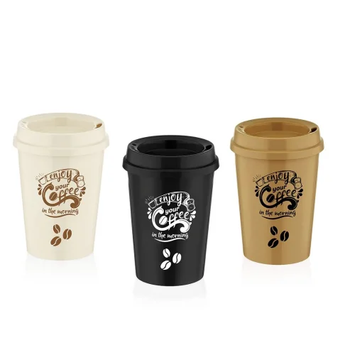 QLUX L-00751 KAHVE BARDAK ( PLASTİK ) ( YUDUMLAMA AĞIZLIKLI KAPAK )*24=K