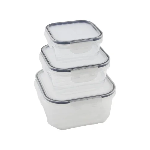 QUİCK QLUX L-00860-2 (3PCS= 400-800-1400ML) SIZDIRMAZ SAKLAMA KABI SET (ŞEFFAF PLS.KAP) (KİLİTLİ & CONTALI & BUĞULU PLS.KAPAK)*18=K