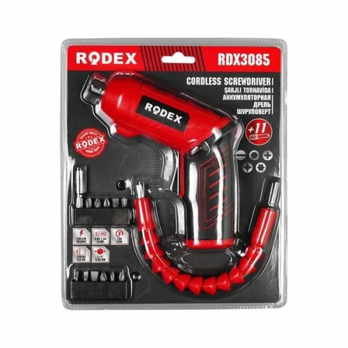 RODEX RDX-3085 ( 2IN1 KULLANIM=DÜZ & TABANCA) (ŞARJLI) TORNAVİDA (11PCS UÇ) (ULAŞILMASI ZOR ALANLAR APARATI)