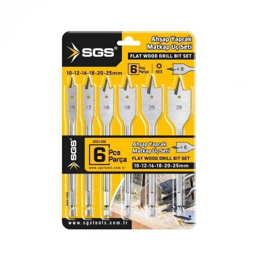 SGS 6 PARÇA AHŞAP YAPRAK MATKAP UCU SETİ SGS1480