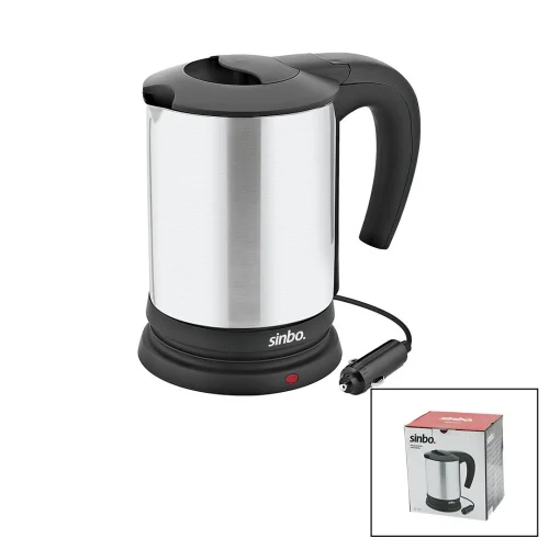 SİNBO SK-7371 ( 12V ) ARAÇ İÇİ KETTLE ( PASLANMAZ ÇELİK ) SU ISITICISI ( 0.8LT ) ( 120W ) ( ÇAKMAKLIK FİŞLİ ) ( PLASTİK KAPAK & KULP )*12