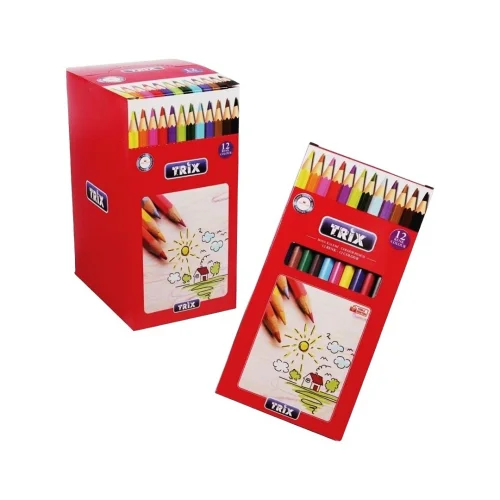 TRİX T-10 ( 12PCS = 12 RENK ) KURU BOYA KALEMİ TAM BOY*12X20