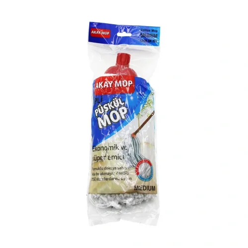 WERMOPLAST WM-501 ( KÜÇÜK ) ( KLASİK SAP TUTACAK ) ( ÖRGÜLÜ İPLİ= 20CM ) PÜSKÜL PAMUKLU MOP*80
