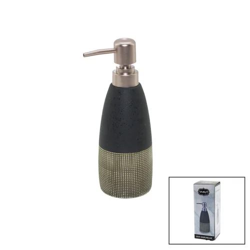 YAKUT-11689 ( ANTRASİT GRİ & KREM MAT DESEN ) SERAMİK SIVI SABUNLUK*48