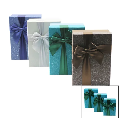 YAKUT-12529 ( 3LÜ ) (DİKDÖRTGEN) KARTON HEDİYE KUTUSU & KURDELALI (12X19CM--14X21CM--16X23CM)*36