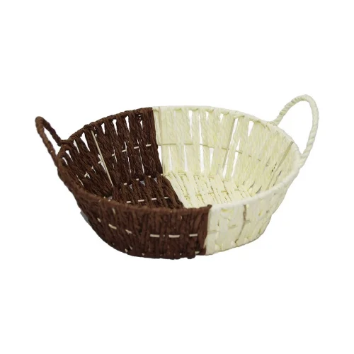 YAKUT-8802 (YUVARLAK) (HASIR) (K.RENGİ & BEYAZ) EKMEK SEPETİ (KULPLU & METAL İSKELET) (TABAN:18CM & AĞIZ:24CM)*100