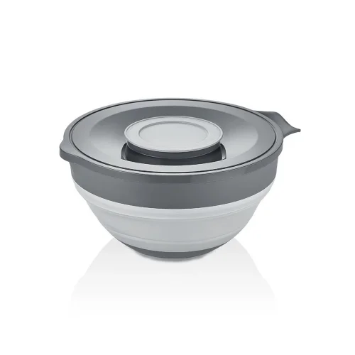 YENİİİ  QLUX L-00960-2 ( 2İN1 ) ( KATLANABİLİR ) ( KAPAKLI ) MİKSER KABI ( SİLİKON & PLASTİK ) ( GRİ ) ( 3250ML )*8=K