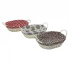 ART NO-1582 ( OVAL ) ( RENKLİ BEZLİ ) ( İP HASIR ) EKMEK SEPETİ ( KULPLU & METAL İSKELET ) ( TABAN:14.5X21 & AĞIZ:21X27 DERİNLİK:8CM )*120