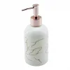 DMR HOME DMR-8164 ( CAM ) ( YUVARLAK & BEYAZ ŞİŞE--MERMER DESEN ) SIVI SABUNLUK (400ML) (BRONZ PLASTİK POMPA)*48