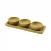 DMR HOME DMR-8481 ( 3PCS & SUNUM TEPSİLİ ) ( MİNİ & ÇAP: 6CM ) AHŞAP BAMBU LOKUMLUK & ÇEREZLİK KASE*100