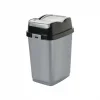 DÜNYA-09713-400&410 ( SİYAH & GRİ ) EASY ( 18LT ) ( ÇİFT KAPAKLI ) ÇÖP KOVASI PLASTİK ( 234X296X425MM )*12=K