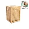 İBİCO İ21-084 ( AHŞAP BAMBU ) KİRLİ ÇAMAŞIR SEPET ( KUMAŞ ÇANTALI ) ( SEPET=45X45X62CM )*6