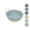 YAKUT-8820 (YUVARLAK) (RENKLİ BEZLİ) (İP HASIR) EKMEK SEPETİ (KULPLU & METAL İSKELET) (TABAN:18CM & AĞIZ:24CM DERİNLİK:8CM)*100