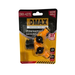 Dmax Çift Çıkışlı ve Vanalı Musluk Adaptörü 1/2-3/4 DMX4279