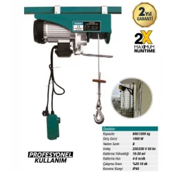MEŞEM ELEKTRİKLİ MİNİ VİNÇ 600/1200 KG 936