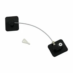 KINETEX KTX-3331 ( SİYAH PLAKA ) ( HALATLI ) EMNİYET KİLİT ( 5X6CM YAPIŞKANLI MONTAJ=2PCS PLAKA ) ( HALAT=18.8CM )*300