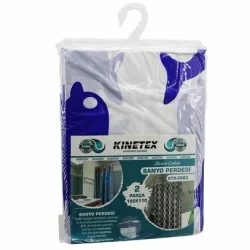 KINETEX KTX-2683 ( ÇİF KANAT ) POLYESTER BANYO PERDESİ ( 2PCS X 180X110CM & 12 HALKALI )*72