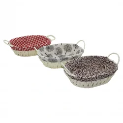 ART NO-1582 ( OVAL ) ( RENKLİ BEZLİ ) ( İP HASIR ) EKMEK SEPETİ ( KULPLU & METAL İSKELET ) ( TABAN:14.5X21 & AĞIZ:21X27 DERİNLİK:8CM )*120