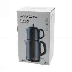 AWOX FRESCO ( SİYAH )( ELEKTRİKLİ ) ÇAY MAKİNESİ ( ÇAYCI SET )( 1.7LT SU ISITICI + 1.2LT DEMLİK )( PASLANMAZ ÇELİK GÖVDE )( 2200W )*4