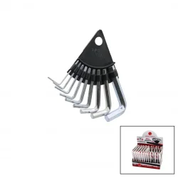 MAX-EL ( 9PCS ) MİNİ & KISA ALYAN ANAHTAR SETİ TAKIM ( NO-1.5 - 2 - 2.5 - 3 - 3.5 - 4 - 5 - 6 - 8 ) ( ÜÇGEN STAND ASKILIK )*24X8