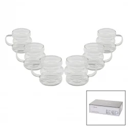 BAROTTİ DMR-8601 ( 6PCS ) ( 3 BOĞUMLU & ŞERİTLİ ) KAHVE YANI ( CAM ) BARDAK*40=K