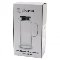 BAROTTİ DMR-8765 ( DAR TABAN & UZUN=1450ML ) (METAL KAPAK& SİLİKON CONTA) ( CAM ) (BOROSİLİKAT= ISIYA DAYANIKLI) SÜRAHİ*12=K