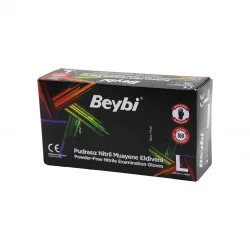 BEYBİ ( L ) (SİYAH ) ( PUDRASIZ ) ( NİTRİL ) MUAYENE ELDİVENİ ( 100LÜ )*20