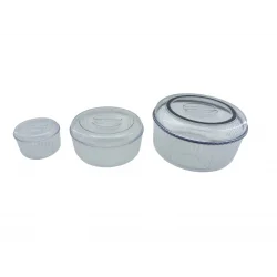 CRYSTAL WARE F-402 ( 3PCS SET ) ( YUVARLAK & 4750ML ) SAKLAMA KABI ( MİKA & KRİSTAL PLASTİK ) ( 350ML & 1300 & 3100ML )*12=K