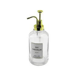 DMR-4947 (YUVARLAK) (CAM ŞİŞE & ŞEFFAF) SIVI SABUNLUK 500ML (POMPA & MUSLUK AYRIK MODEL BAŞLI)*48